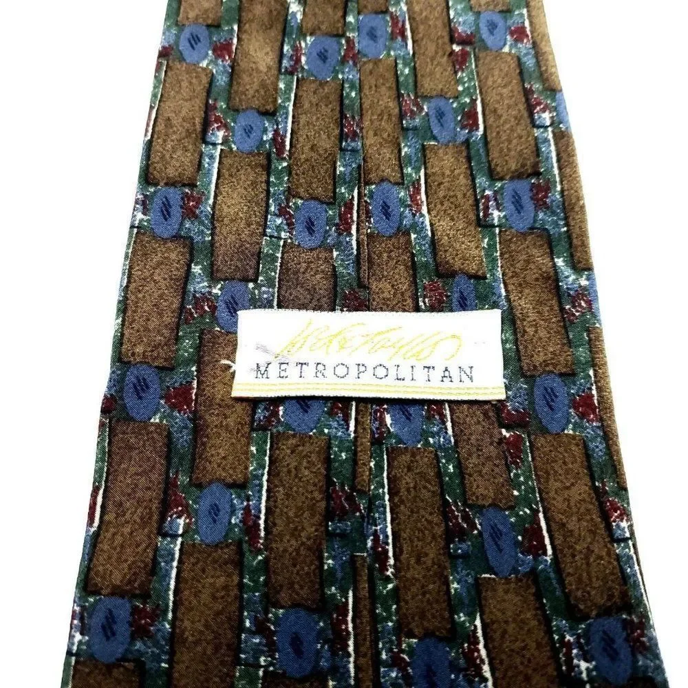 Lord Taylor Silk Tie Brown Print USA Short Wide‎